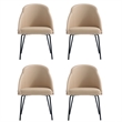 Gracie Tan and Black Leatherette Dining Chair with Steel Legs - Set of 4