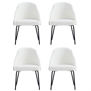 Gracie White and Black Leatherette Dining Chair with Steel Legs - Set of 4