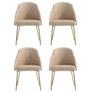 Gracie Tan and Gold Leatherette Dining Chair with Steel Legs - Set of 4