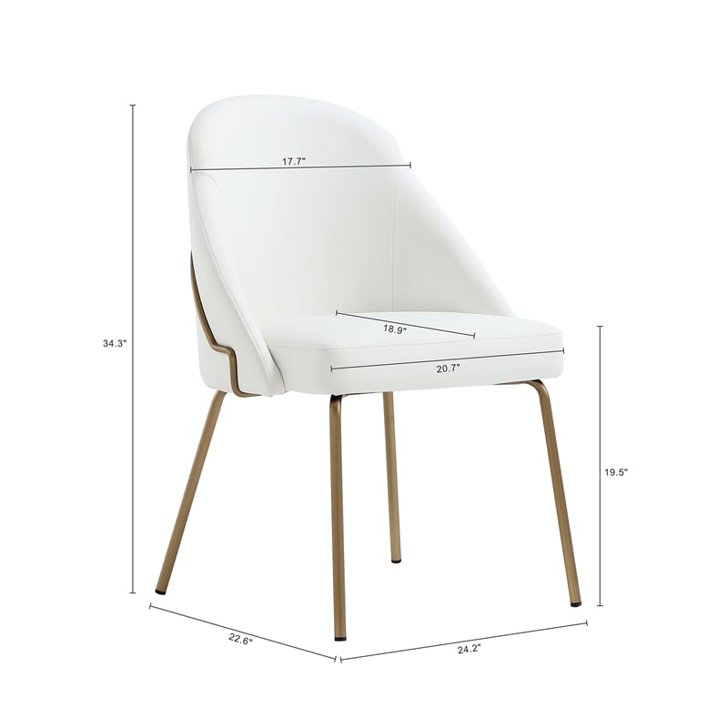 Gracie White and Gold Leatherette Dining Chair with Steel Legs - Set of 4