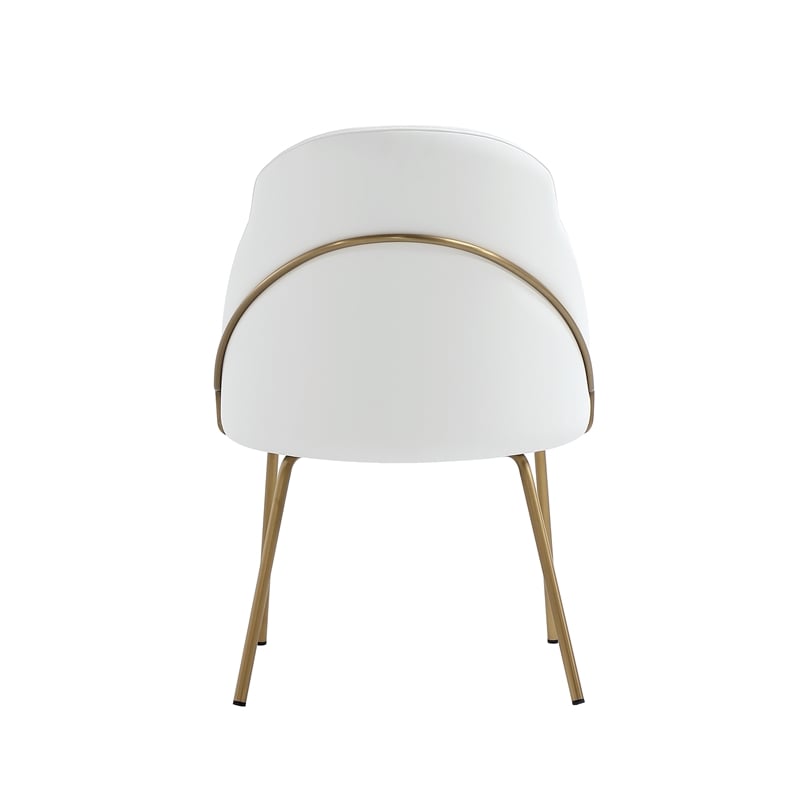 Gracie White and Gold Leatherette Dining Chair with Steel Legs - Set of 4