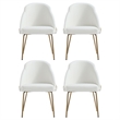 Gracie White and Gold Leatherette Dining Chair with Steel Legs - Set of 4