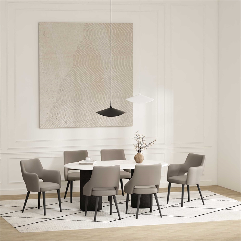 6-Piece Tremont Taupe Leatherette Dining Chair with Metal Legs