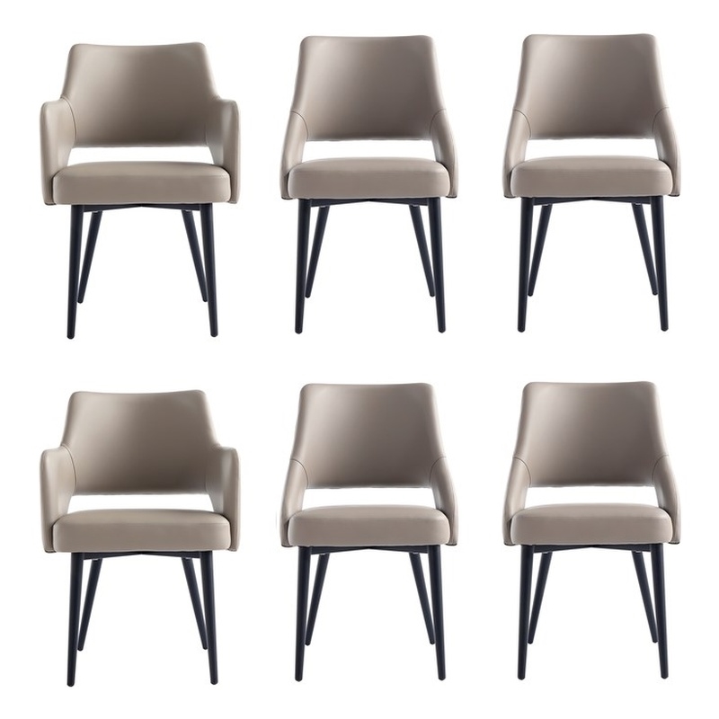 6-Piece Tremont Taupe Leatherette Dining Chair with Metal Legs