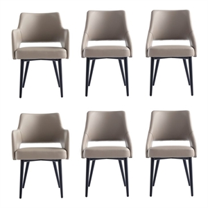 6-Piece Tremont Taupe Leatherette Dining Chair with Metal Legs