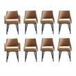 8-Piece Tremont Saddle Leatherette Dining Chair with Metal Legs