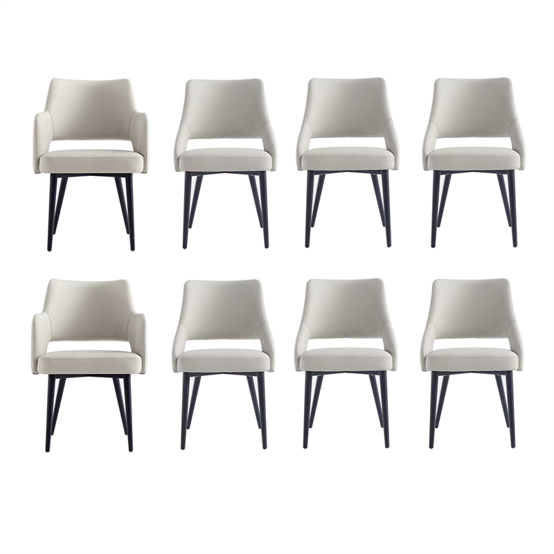 8-Piece Tremont Stone Leatherette Dining Chair with Metal Legs