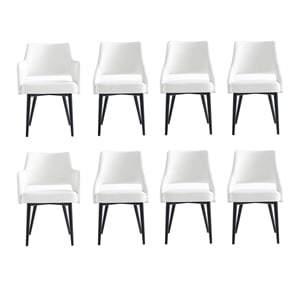 8-Piece Tremont White Leatherette Dining Chair with Metal Legs