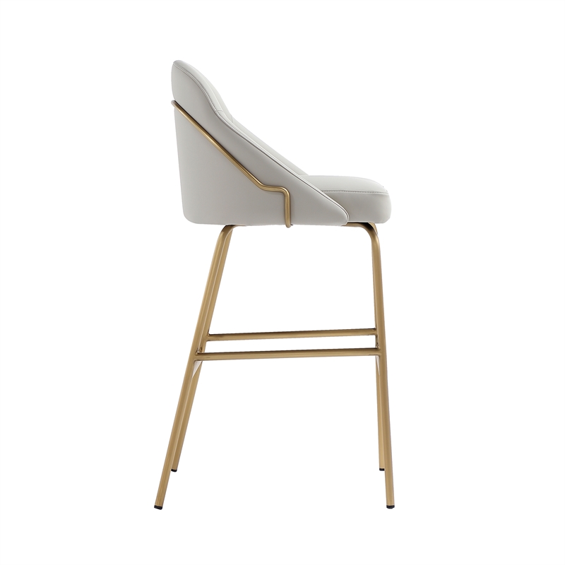 Gracie Stone and Gold Leatherette Barstool with Steel Legs