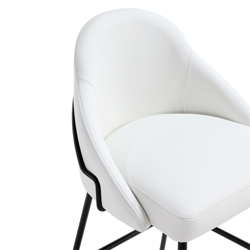 Gracie White and Black Leatherette Counter Stool  with Steel Legs
