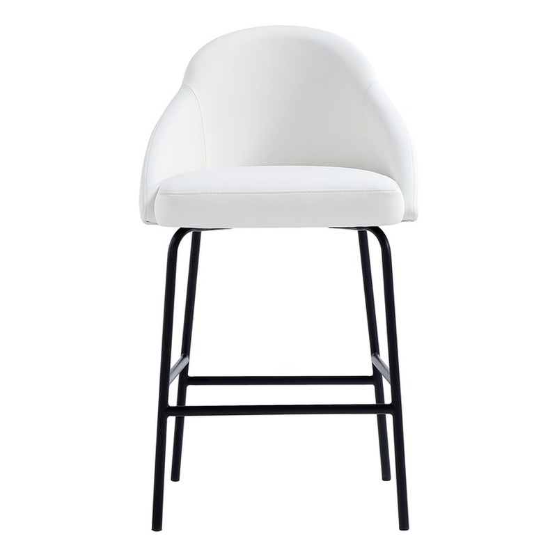 Gracie White and Black Leatherette Counter Stool  with Steel Legs
