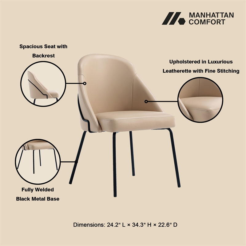 Gracie Tan and Black Leatherette Dining Chair with Steel Legs