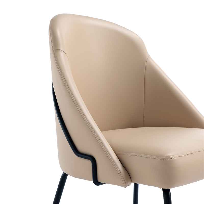 Gracie Tan and Black Leatherette Dining Chair with Steel Legs