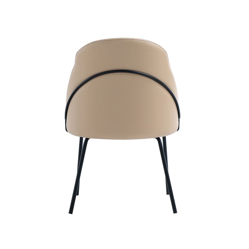 Gracie Tan and Black Leatherette Dining Chair with Steel Legs