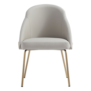 Gracie Stone and Gold Leatherette Dining Chair with Steel Legs