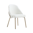 Gracie White and Gold Leatherette Dining Chair with Steel Legs