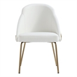 Gracie White and Gold Leatherette Dining Chair with Steel Legs