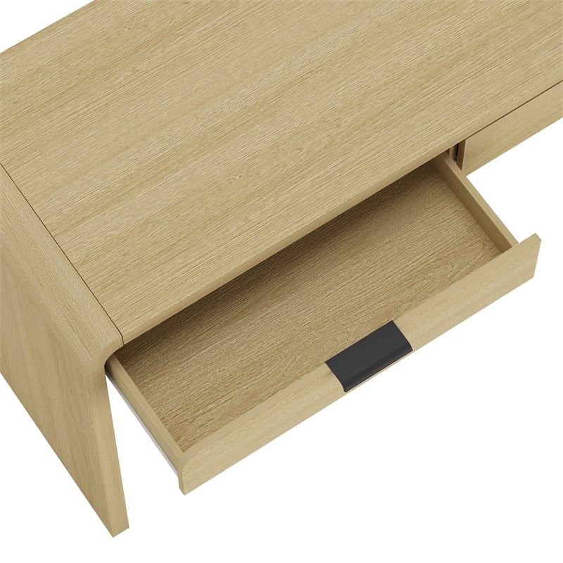 Grace Modern 54 Home Office Desk with 2 Drawers in Natural Oak and Black