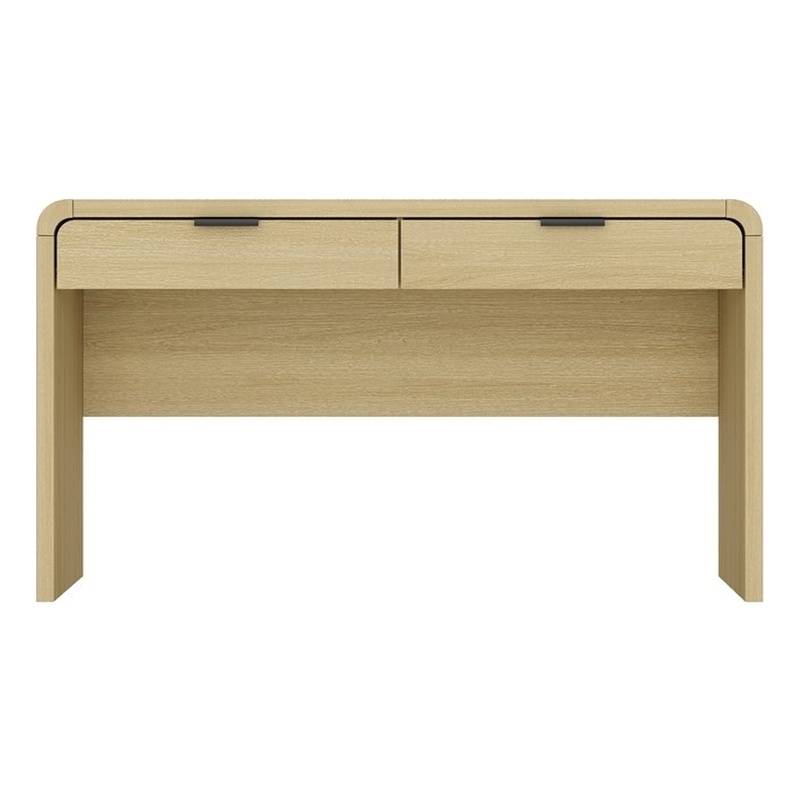 Grace Modern 54 Home Office Desk with 2 Drawers in Natural Oak and Black