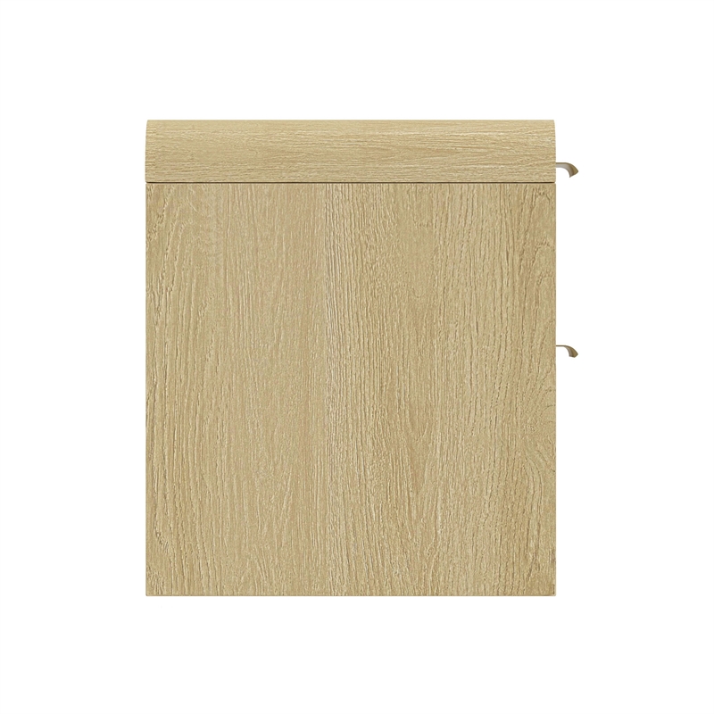 Grace Modern Nightstand with 2 Drawers in Natural Oak and Gold