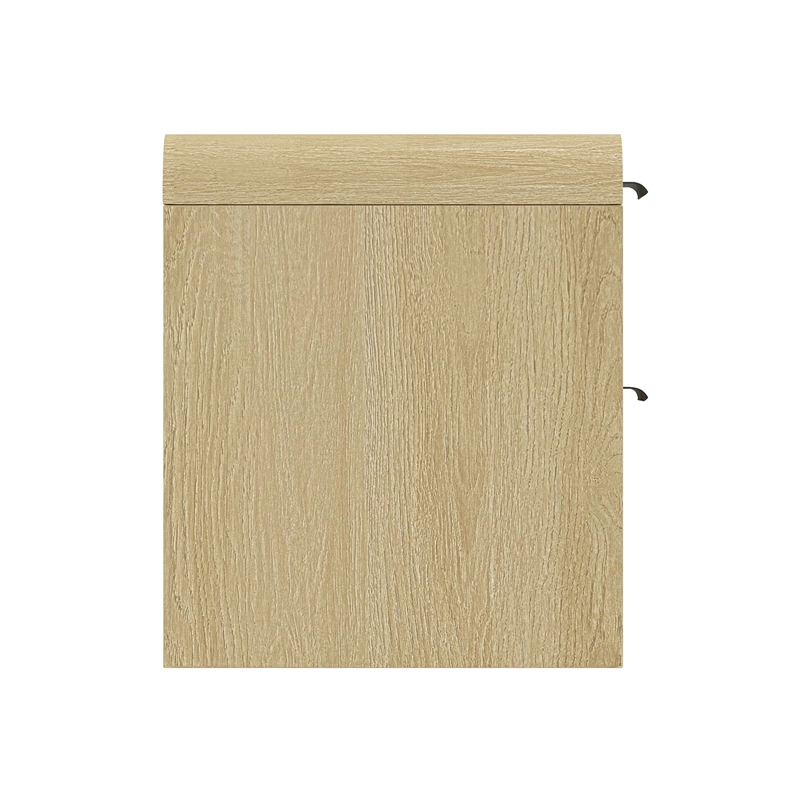 Grace Modern Nightstand with 2 Drawers in Natural Oak and Black