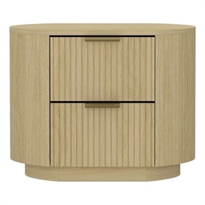 Olivia Modern Nightstand with 2 Drawers in Natural Oak and Gold