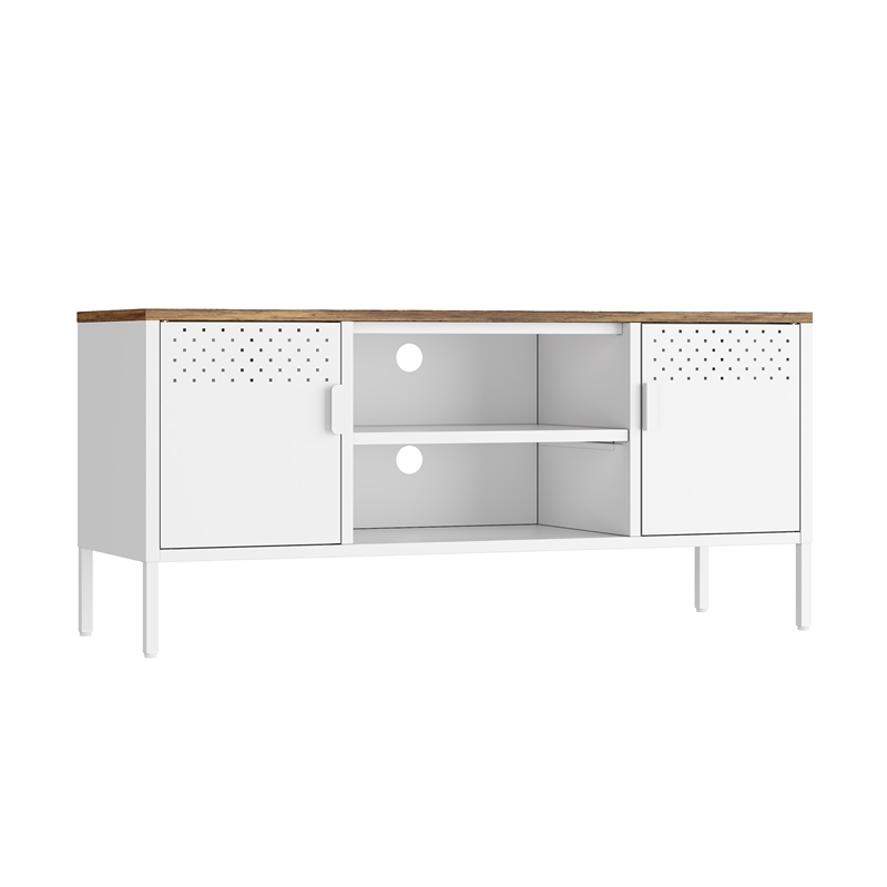 Landen Modern 47 TV Stand with 6 Fixed Shelves in White