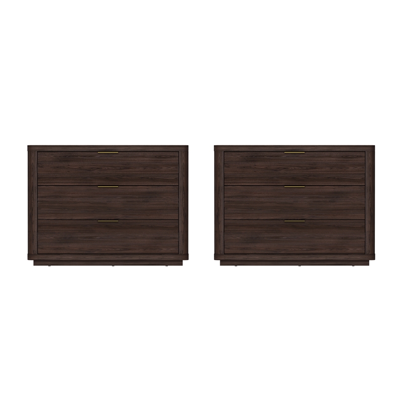 Evelyn Modern 32 Brown Nightstand 4.0 with 6 Full Extension Drawers- Set of 2
