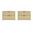 Grace Modern Nightstand with 4 Drawers in Natural Oak and Gold - Set of 2