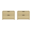 Grace Modern Nightstand with 4 Drawers in Natural Oak and Black - Set of 2