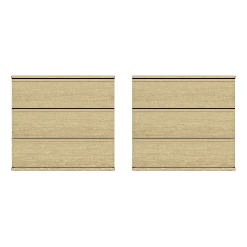 Molly Modern Nightstand with 6 Drawers in Natural Oak - Set of 2