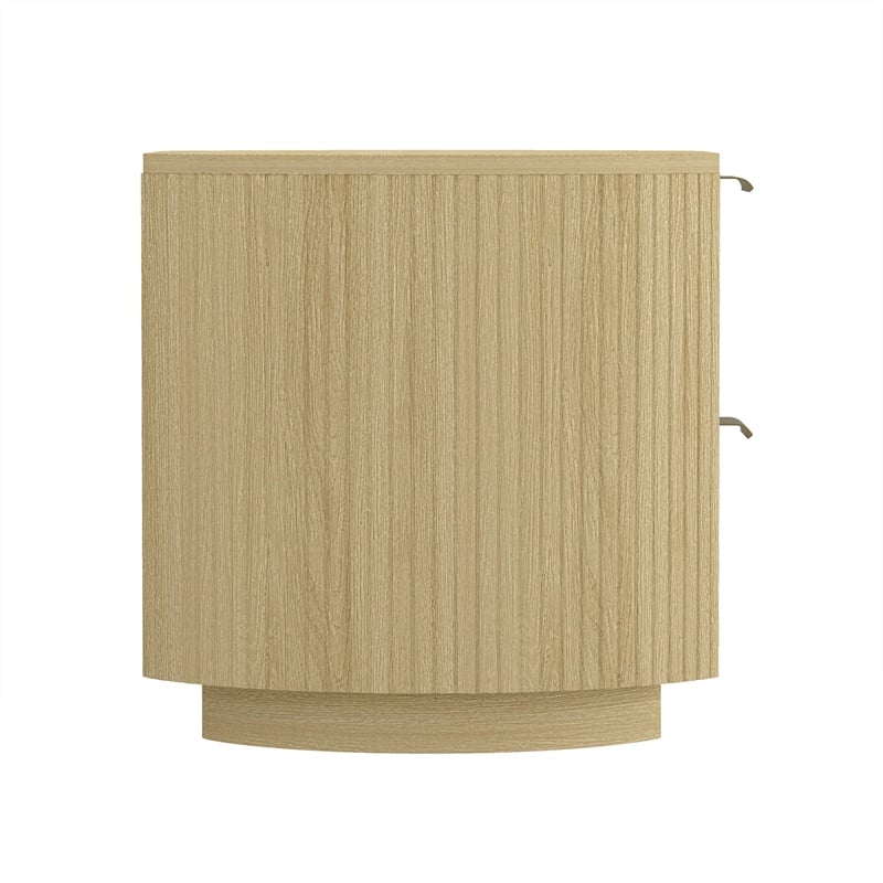 Olivia Modern Nightstand with 4 Drawers in Natural Oak and Gold - Set of 2