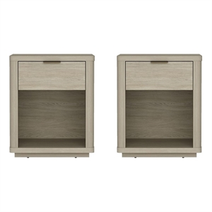 Evelyn Modern Nightstand with Full Extension Drawer in Natural (Set of 2)