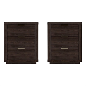 Evelyn Modern Nightstand with 6 Full Extension Drawers in Brown - Set of 2