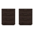 Evelyn Modern Nightstand with 6 Full Extension Drawers in Brown - Set of 2
