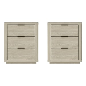 Evelyn Modern Nightstand with 6 Full Extension Drawers in Natural - Set of 2