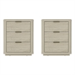 Evelyn Modern Nightstand with 6 Full Extension Drawers in Natural - Set of 2