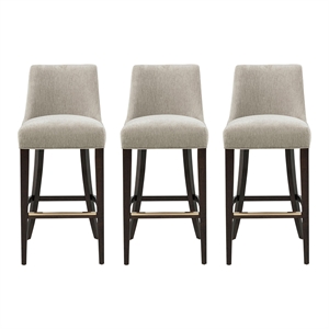 Beever Taupe Chenille Barstool with Rubberwood Legs - Set of 3