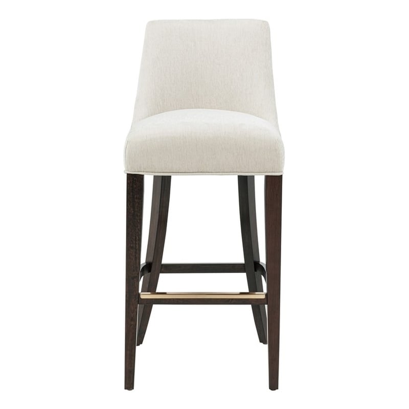 Beever Cream Chenille Barstool with Rubberwood Legs
