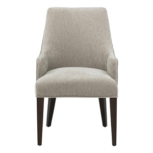 Beever Taupe Chenille Dining Armchair with Rubberwood Legs