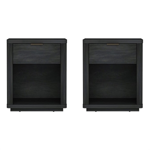 Evelyn Modern Nightstand with 2 Full Extension Drawers in Grey - Set of 2