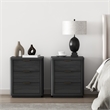 Evelyn Modern Nightstand with 6 Full Extension Drawers in Grey - Set of 2