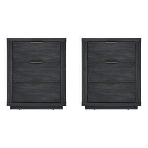Evelyn Modern Nightstand with 6 Full Extension Drawers in Grey - Set of 2