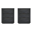 Evelyn Modern Nightstand with 6 Full Extension Drawers in Grey - Set of 2