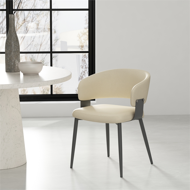 Luce Sand Textured Leatherette Dining Chair with Metal Legs