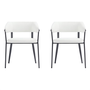 Belle White Textured Leatherette Dining Chair with Metal Legs - Set of 2
