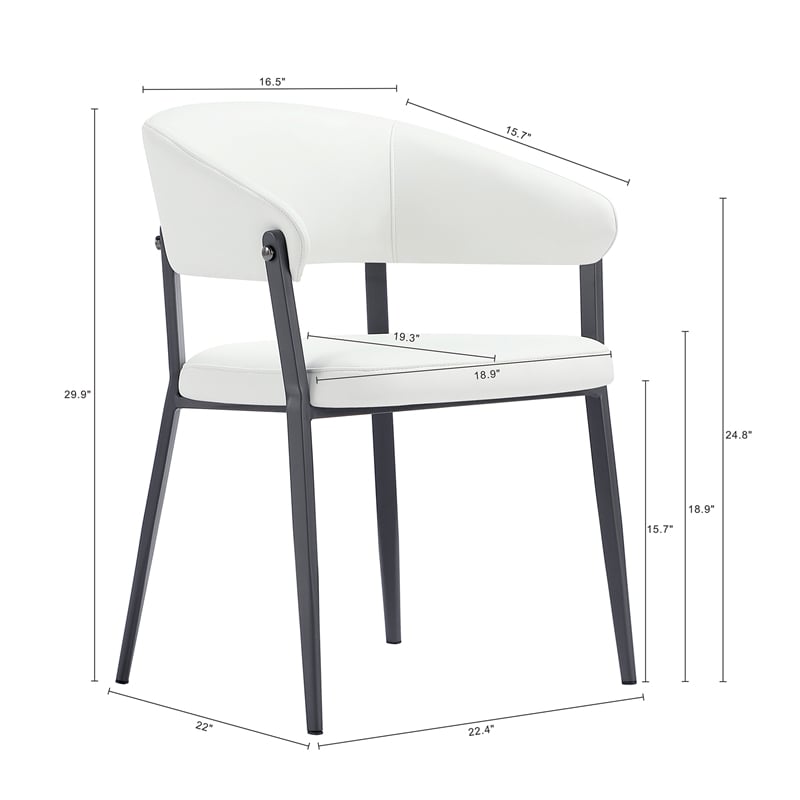 Belle White Textured Leatherette Dining Chair with Metal Legs - Set of 4
