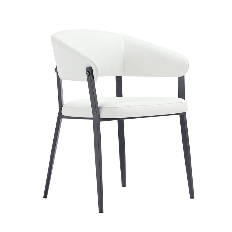 Belle White Textured Leatherette Dining Chair with Metal Legs - Set of 4