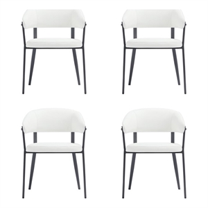Belle White Textured Leatherette Dining Chair with Metal Legs - Set of 4