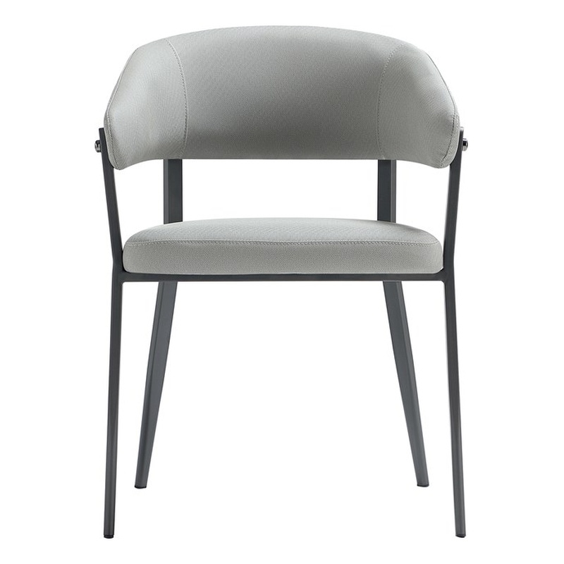 Belle Stone Grey Textured Leatherette Dining Chair with Metal Legs